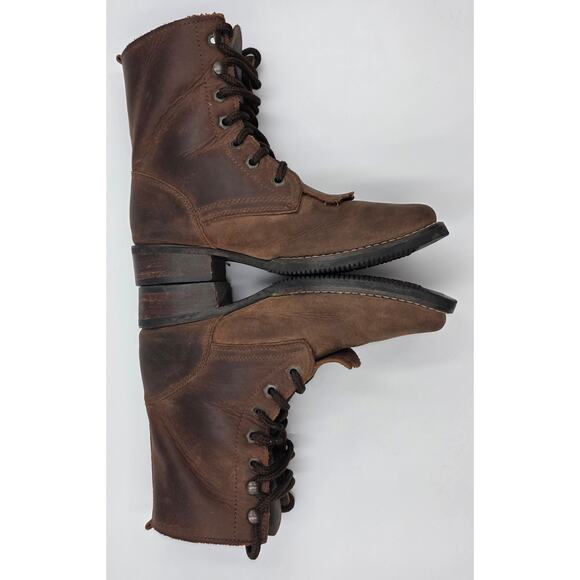 Caballo Dorado Brown‎ Leather Boots Kids 2Y Square Toe Western Cowgirl Classic - Picture 3 of 9